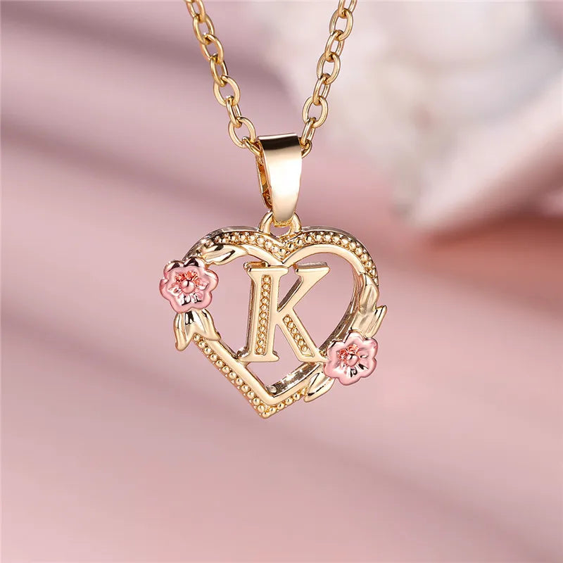 Female Letter Flower Pendant