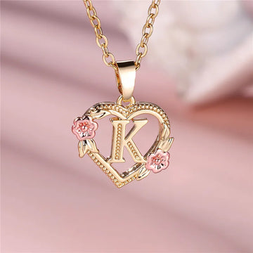Female Letter Flower Pendant