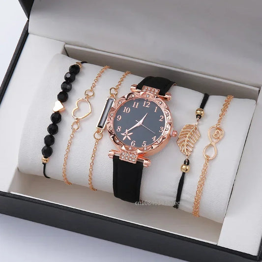 Luxury women's watch and bracelet set.