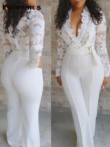 Elegant women's white jumpsuit
